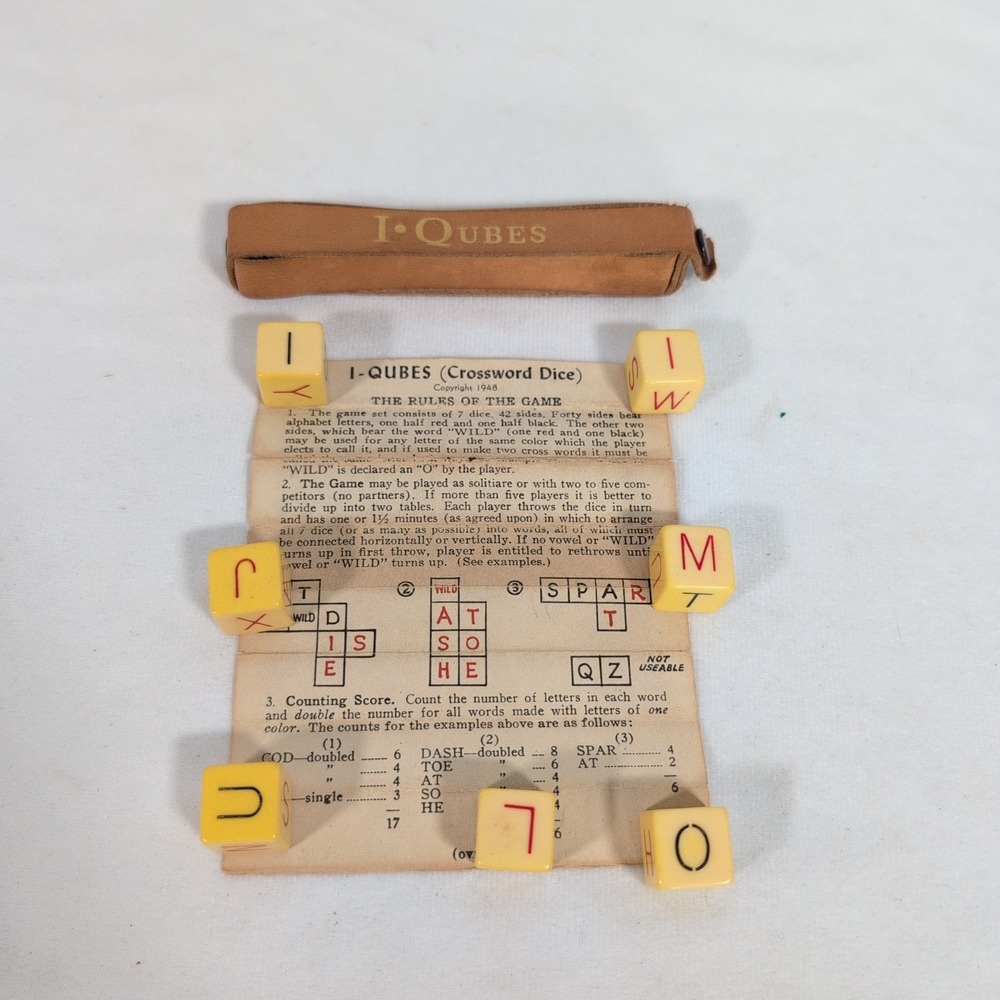 Vintage 1948 I-Qubes Complete with Leather Case & Instructions by Capex Bakelite